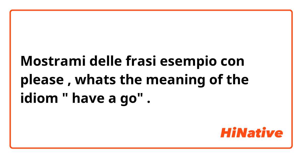 Mostrami delle frasi esempio con please , whats the meaning of the idiom " have a go".