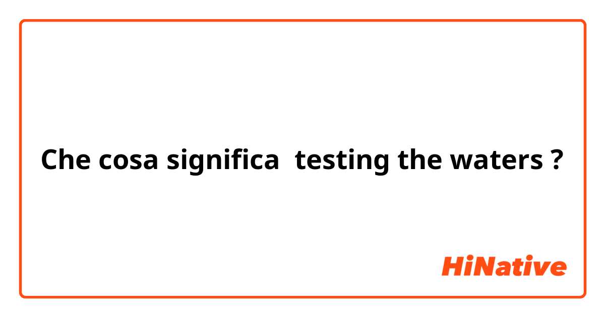 Che cosa significa testing the waters ?