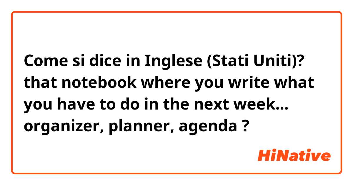 Come si dice in Inglese (Stati Uniti)? that notebook where you write what you have to do in the next week... organizer, planner, agenda ?