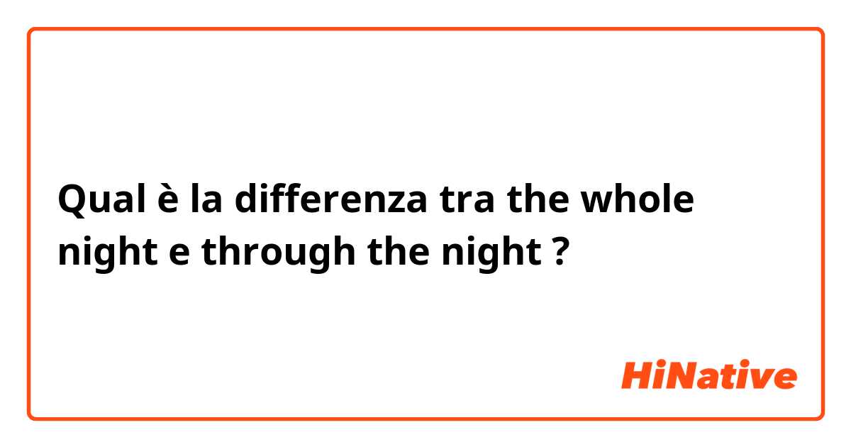 Qual è la differenza tra  the whole night e through the night ?