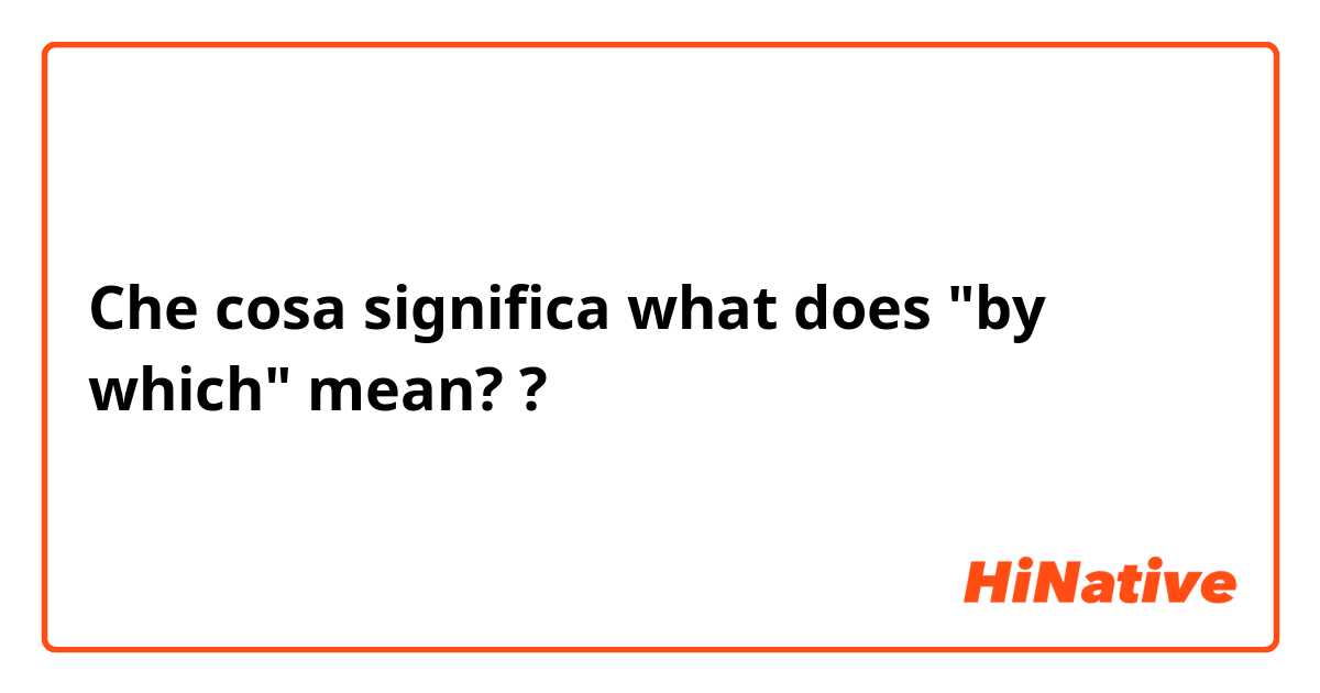 Che cosa significa what does "by which" mean??
