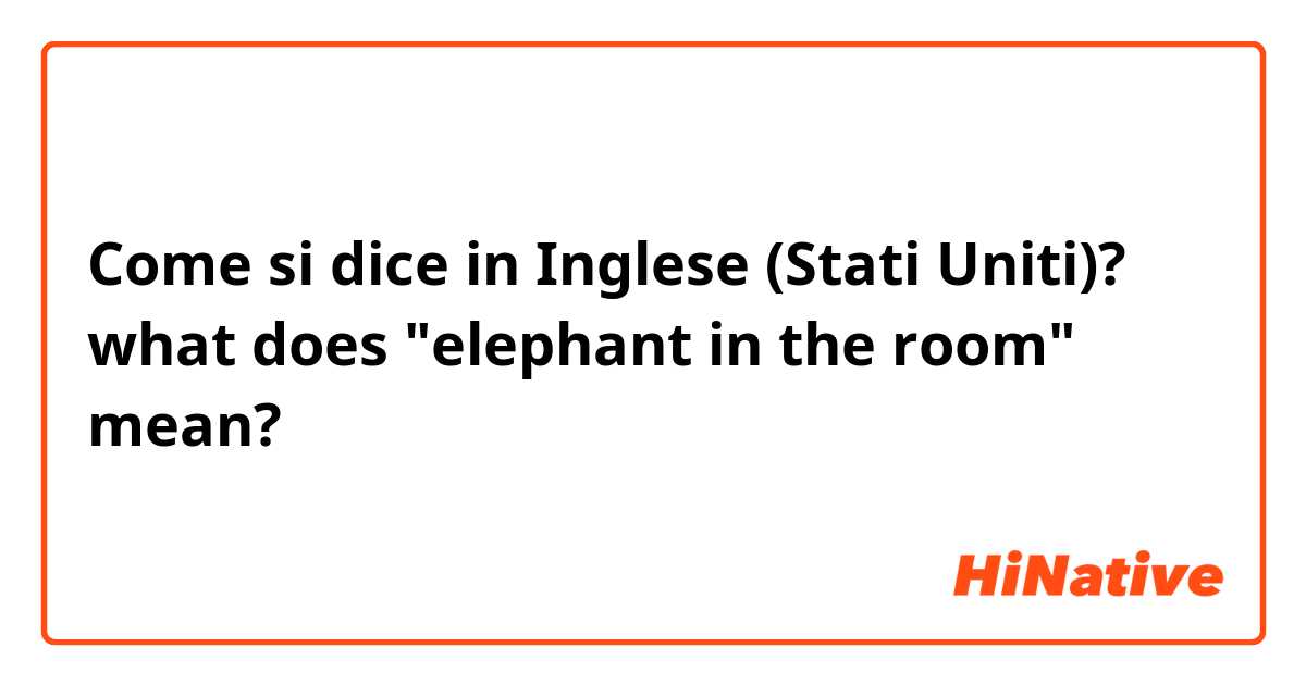 Come si dice in Inglese (Stati Uniti)? what does "elephant in the room" mean?