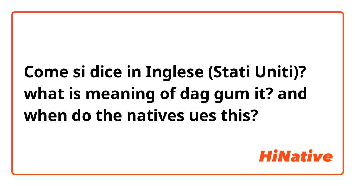 Come si dice in Inglese (Stati Uniti)? what is meaning of dag gum it?  and when do the natives ues this?