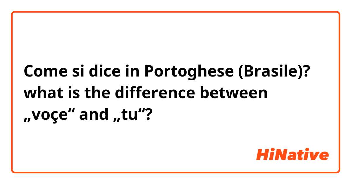 Come si dice in Portoghese (Brasile)? what is the difference between „voçe“ and „tu“?