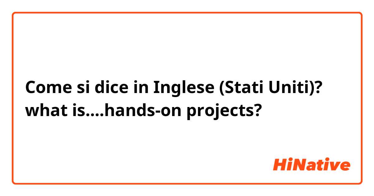 Come si dice in Inglese (Stati Uniti)? what is....hands-on projects?