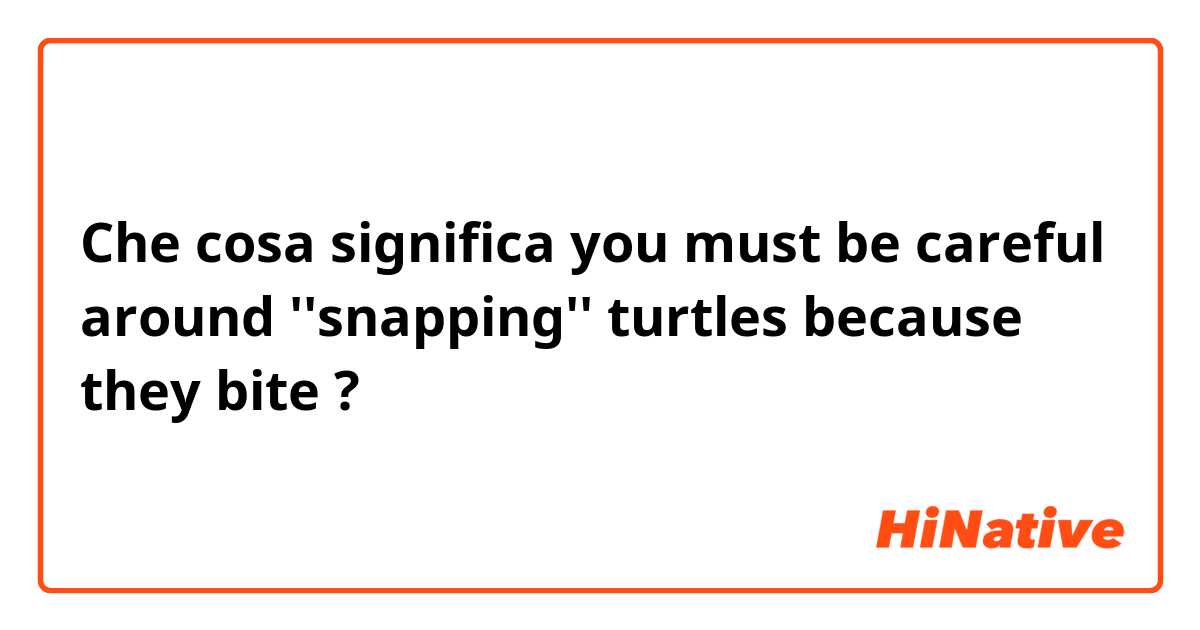 Che cosa significa you must be careful around ''snapping'' turtles because they bite?