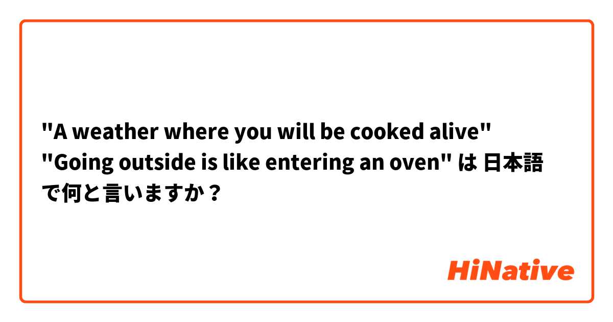 "A weather where you will be cooked alive"

"Going outside is like entering an oven" は 日本語 で何と言いますか？