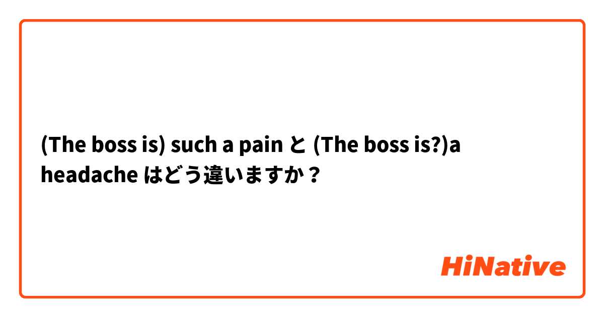 (The boss is) such a pain と (The boss is?)a headache はどう違いますか？