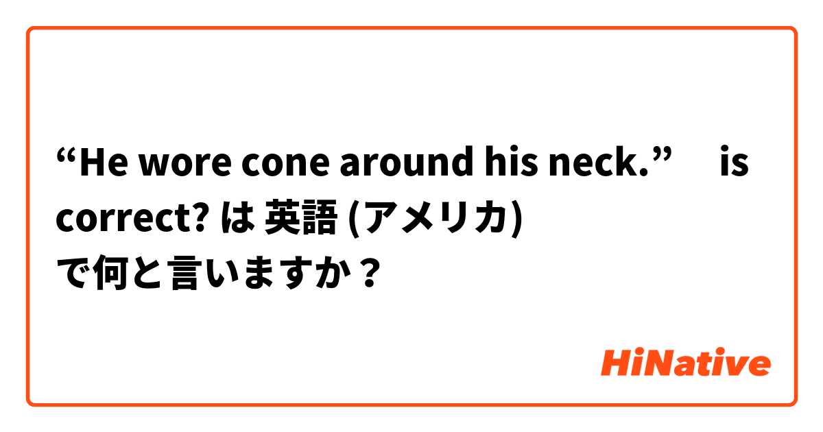 “He wore  cone around his neck.” 　is correct?
 は 英語 (アメリカ) で何と言いますか？
