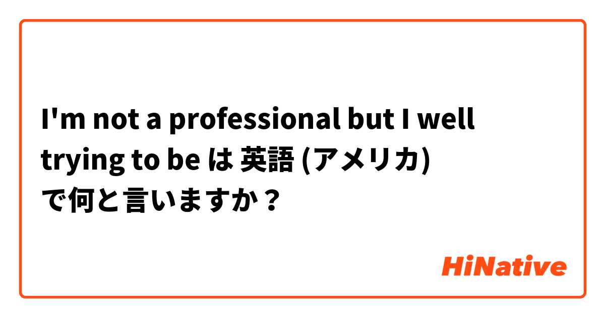 I'm not a professional  but I well  trying to be は 英語 (アメリカ) で何と言いますか？