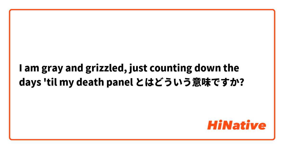 I am gray and grizzled, just counting down the days 'til my death panel とはどういう意味ですか?