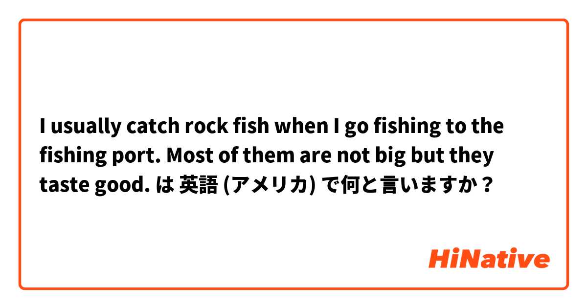 I usually catch rock fish when I go fishing to the fishing port. Most of them are not big but they taste good. は 英語 (アメリカ) で何と言いますか？