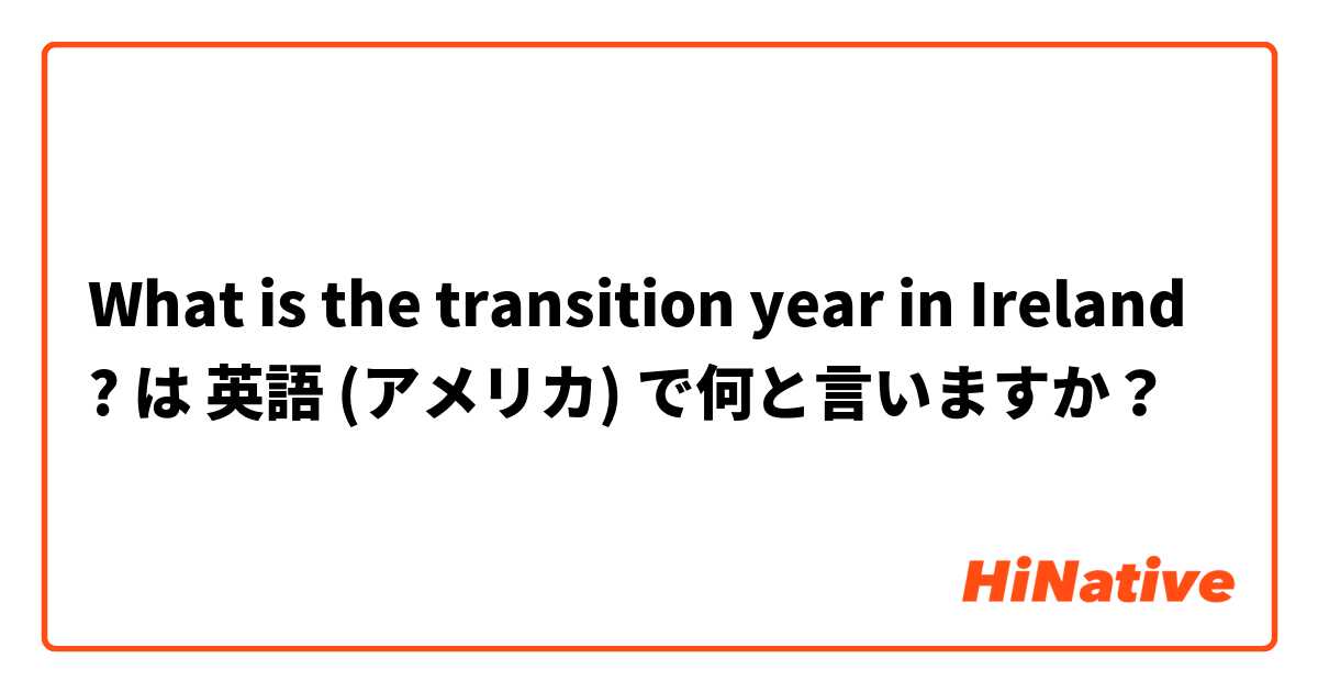 What is the transition year in Ireland ? は 英語 (アメリカ) で何と言いますか？