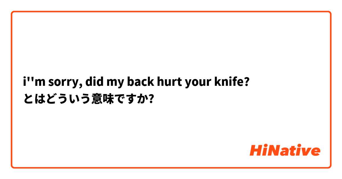 i''m sorry, did my back hurt your knife? とはどういう意味ですか?