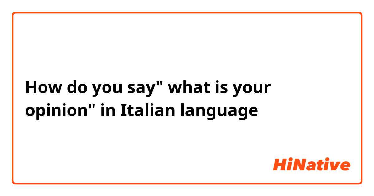 How do you say" what is your opinion" in Italian language