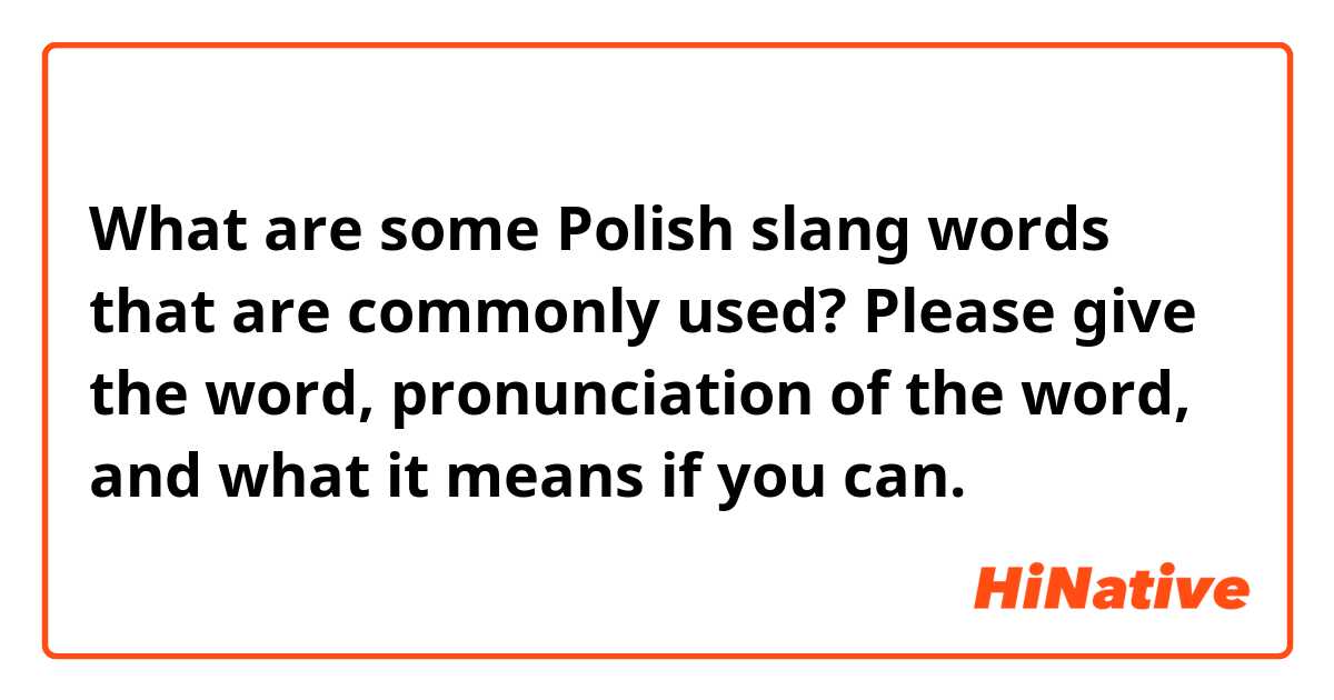 What are some Polish slang words that are commonly used? Please give the word, pronunciation of the word, and what it means if you can. 