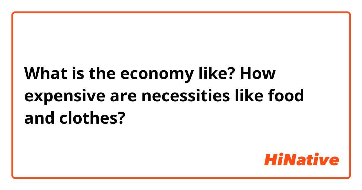 What is the economy like? How expensive are necessities like food and clothes?