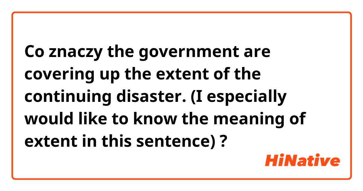 Co znaczy the government are covering up the extent of the continuing disaster. (I especially would like to know the meaning of extent in this sentence)?