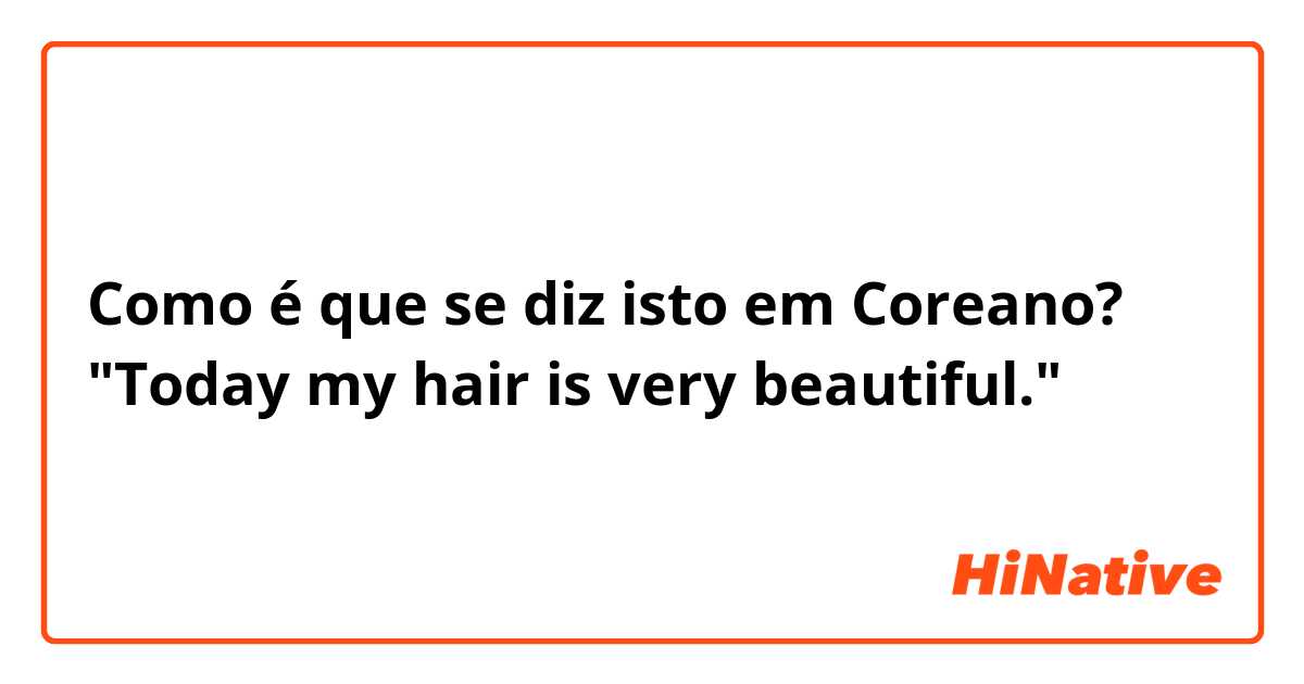 Como é que se diz isto em Coreano? "Today my hair is very beautiful."