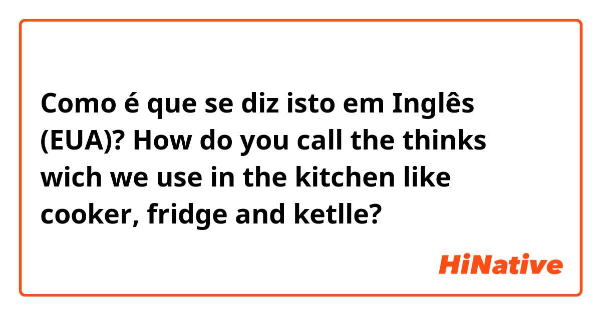Como é que se diz isto em Inglês (EUA)? How do you call the thinks wich we use in the kitchen like cooker, fridge and ketlle?