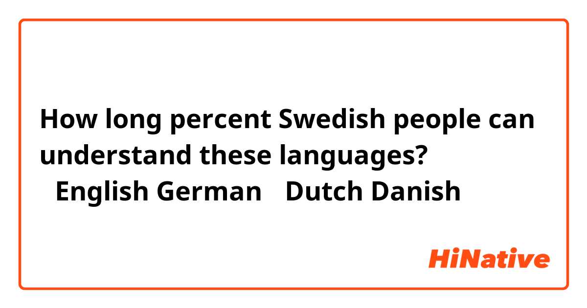 How long percent Swedish people can understand these languages?

🇬🇧＆🇺🇸English
🇩🇪German
🇳🇱Dutch
🇩🇰Danish