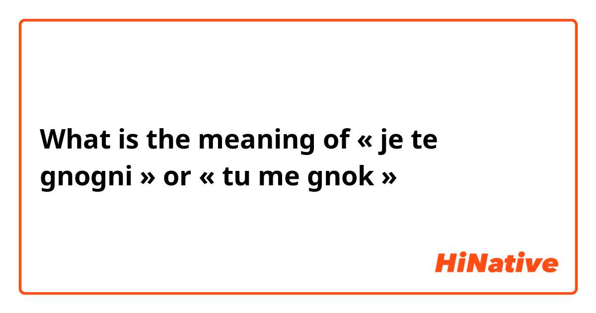 What is the meaning of « je te gnogni » or « tu me gnok » 