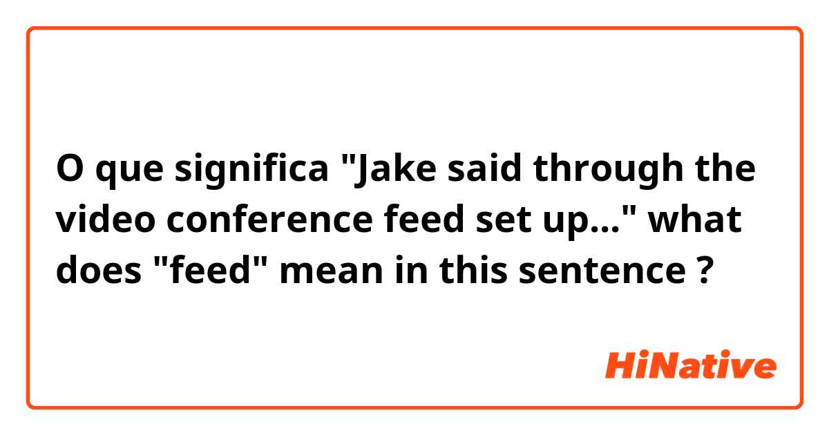 O que significa "Jake said through the video conference feed set up..."

what does "feed" mean in this sentence?