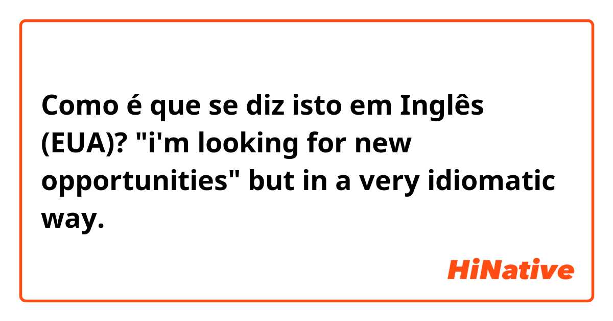 Como é que se diz isto em Inglês (EUA)? "i'm looking for new opportunities" but in a very idiomatic way.