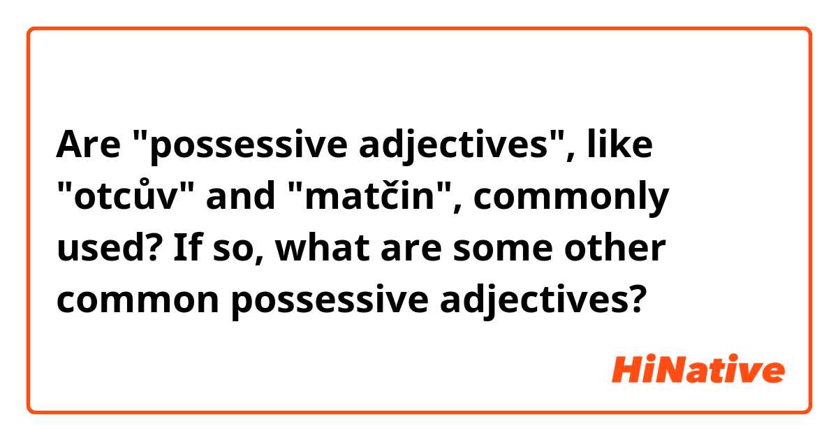 Are "possessive adjectives", like "otcův" and "matčin", commonly used? If so, what are some other common possessive adjectives?