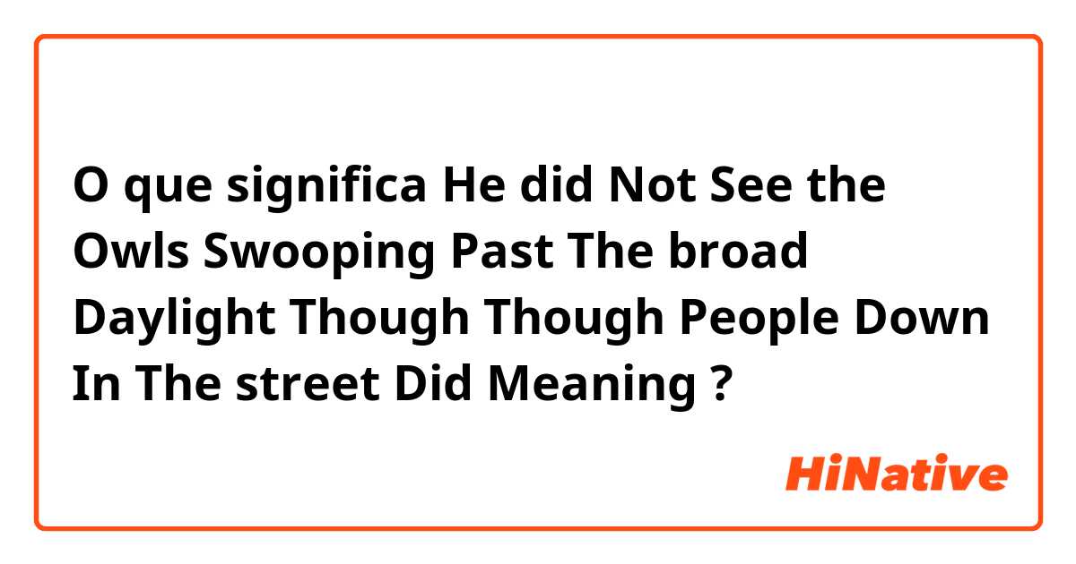 O que significa He did Not See the Owls Swooping Past The broad Daylight Though Though People Down In The street  Did Meaning?