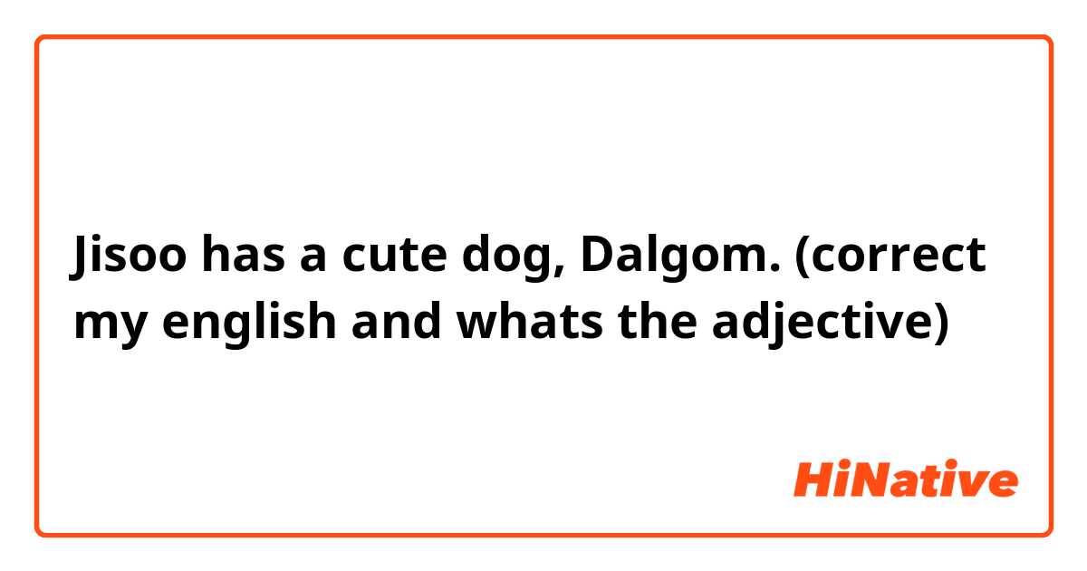 Jisoo has a cute dog, Dalgom. (correct my english and whats the adjective)