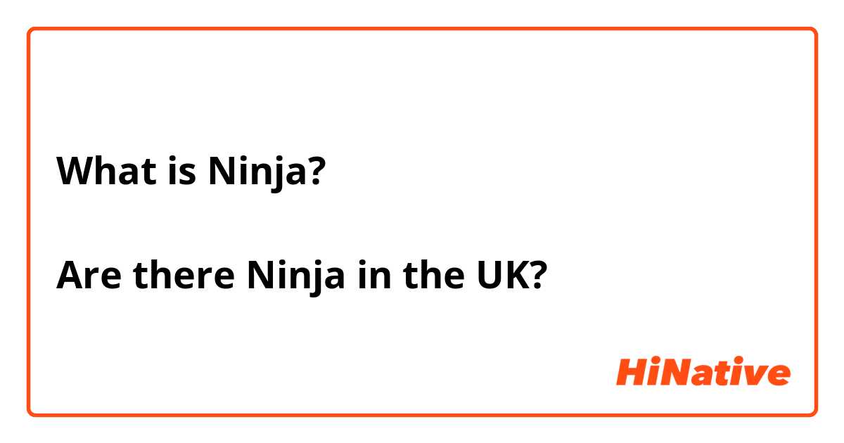 What is Ninja?

Are there Ninja in the UK?