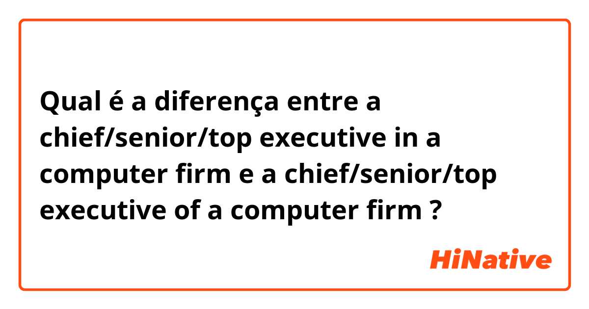 Qual é a diferença entre  a chief/senior/top executive in a computer firm e  a chief/senior/top executive of a computer firm ?