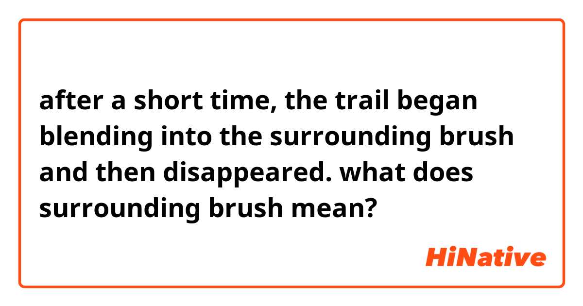 after a short time, the trail began blending into the surrounding brush and then disappeared. what does surrounding brush mean?