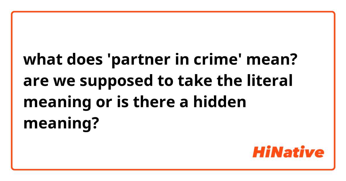 what does 'partner in crime' mean? are we supposed to take the literal meaning or is there a hidden meaning?