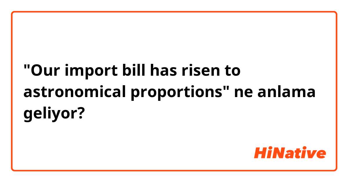 "Our import bill has risen to astronomical proportions" ne anlama geliyor?