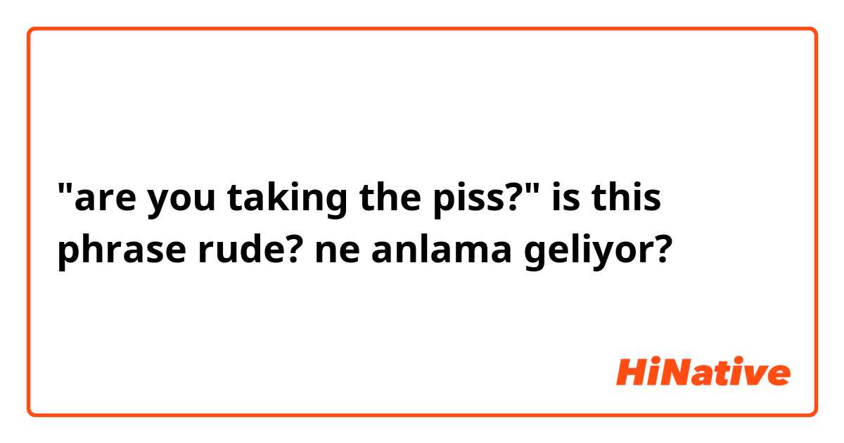 "are you taking the piss?"
 is this phrase rude? ne anlama geliyor?