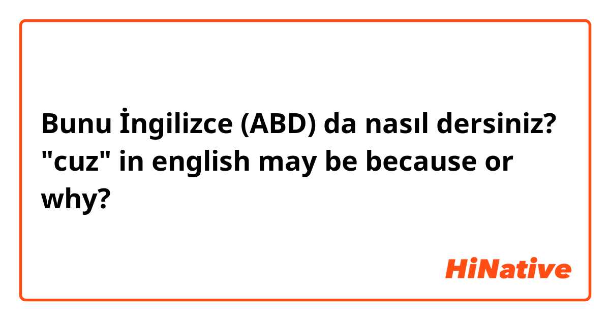 Bunu İngilizce (ABD) da nasıl dersiniz? "cuz" in english may be because or why?