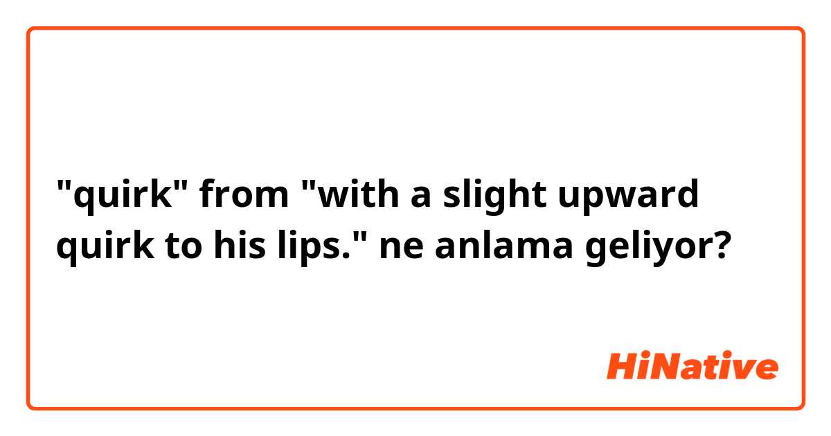 
 "quirk"  from  "with a slight upward quirk to his lips."
  ne anlama geliyor?