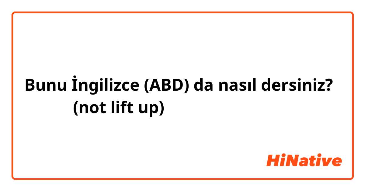 Bunu İngilizce (ABD) da nasıl dersiniz? 持ち上げる(not lift up)