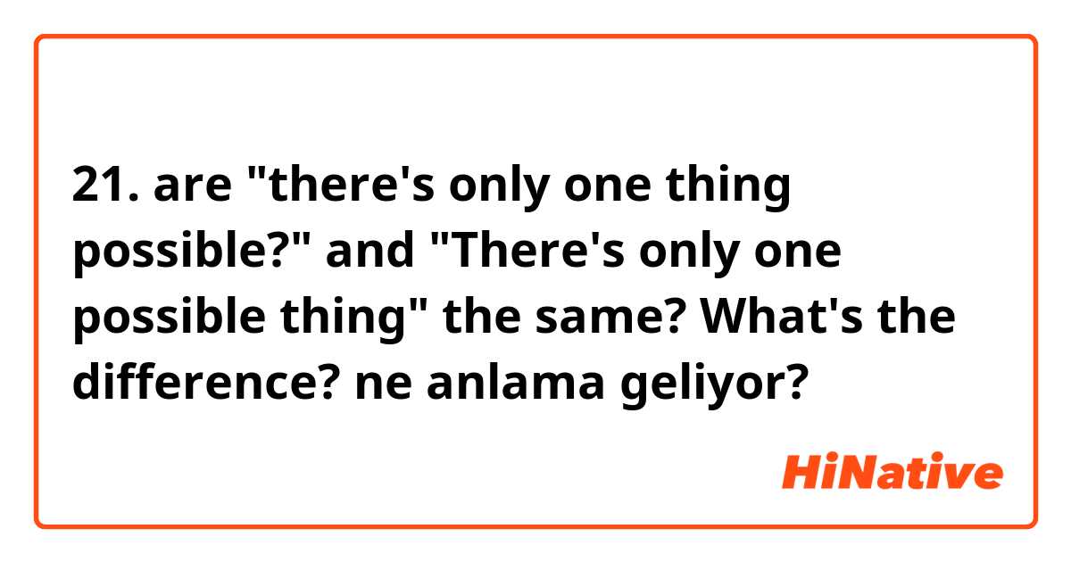 21. are "there's only one thing possible?" and "There's only one possible thing" the same? What's the difference? ne anlama geliyor?