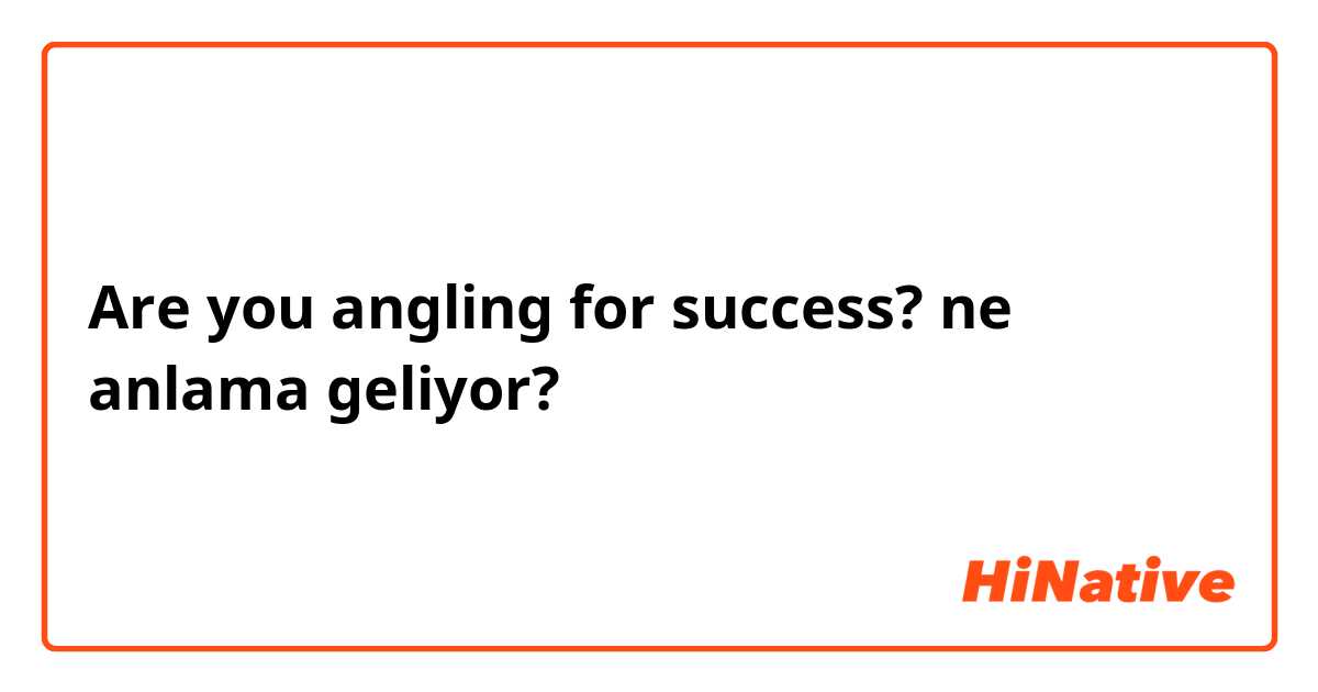 Are you angling for success? ne anlama geliyor?