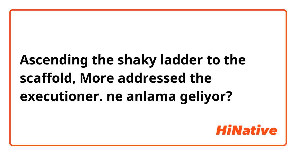 Ascending the shaky ladder to the scaffold, More addressed the executioner. ne anlama geliyor?