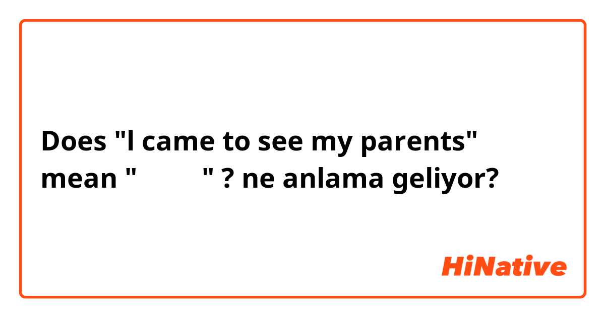 Does "l came to see my parents" mean "帰省する" ? ne anlama geliyor?