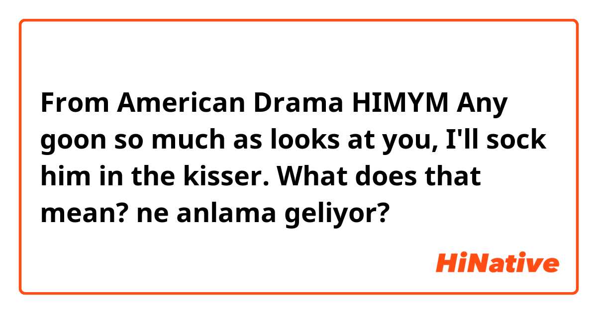 From American Drama HIMYM
Any goon so much as looks at you, I'll sock him in the kisser.
What does that mean? ne anlama geliyor?