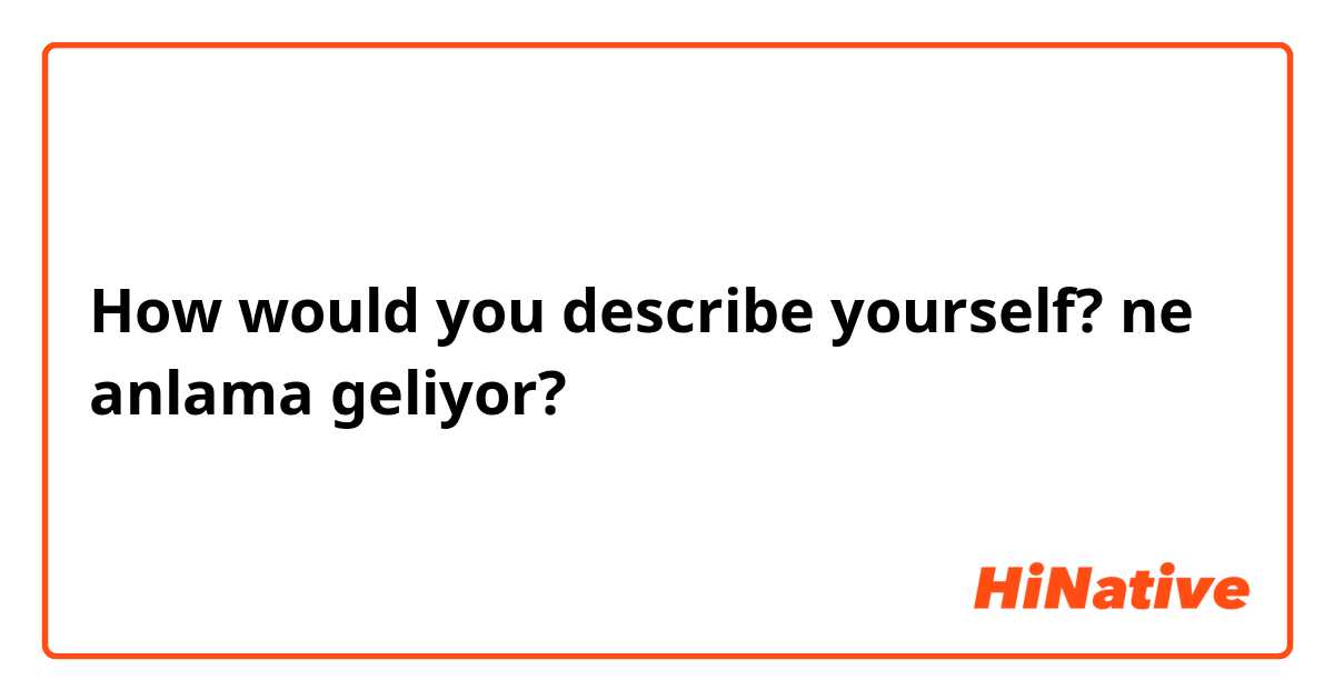 How would you describe yourself? ne anlama geliyor?