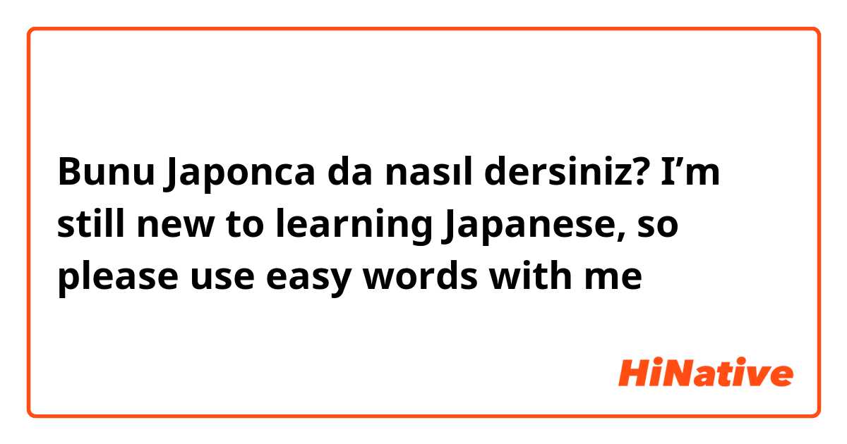 Bunu Japonca da nasıl dersiniz? I’m still new to learning Japanese, so please use easy words with me
