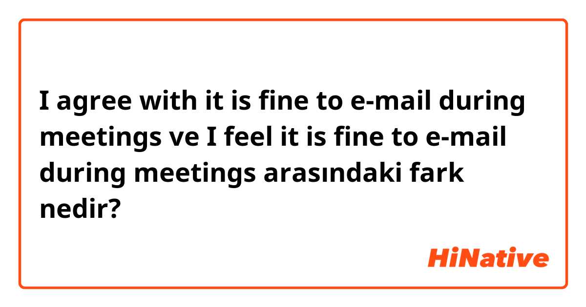 I agree with it is fine to e-mail during meetings ve I feel it is fine to e-mail during meetings arasındaki fark nedir?