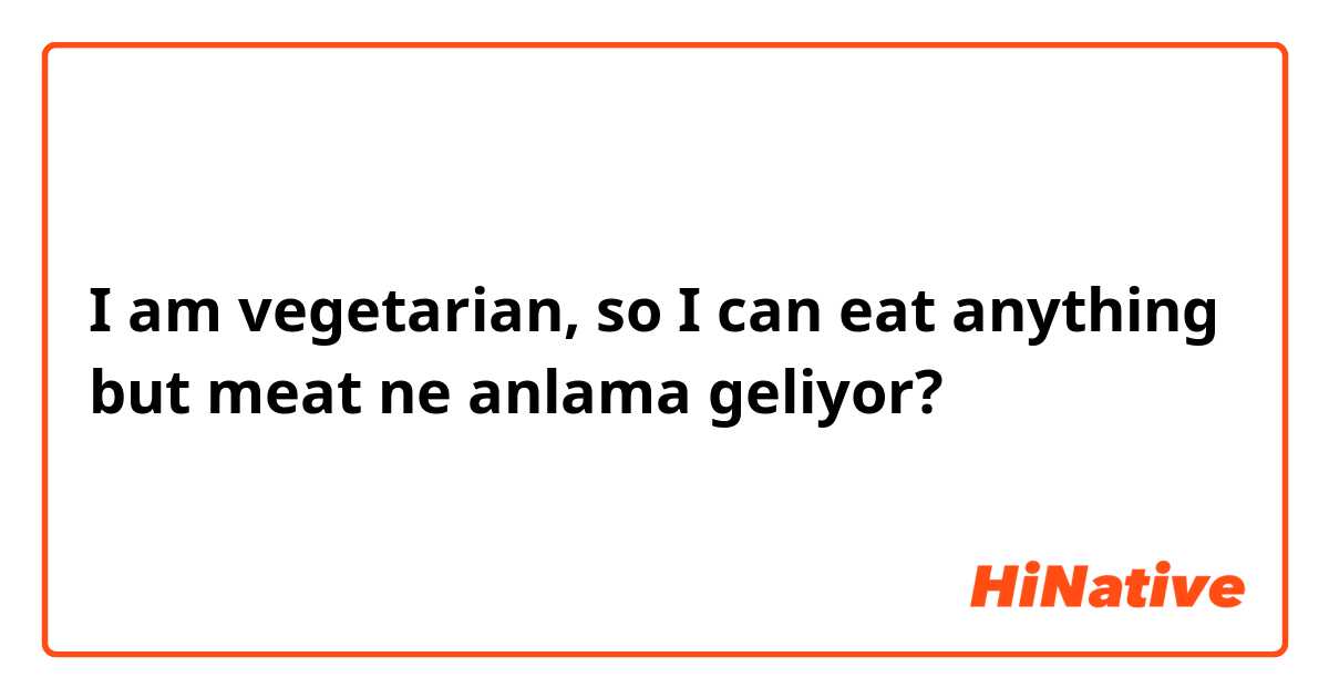 I am vegetarian, so I can eat anything but meat ne anlama geliyor?