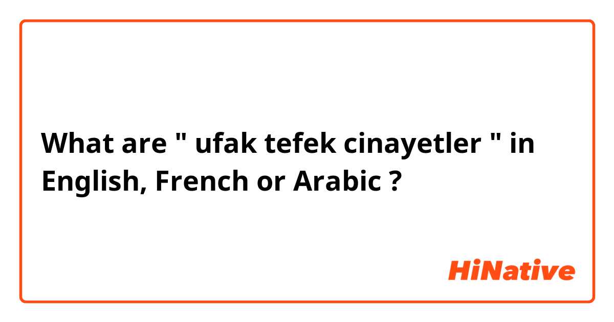 What are " ufak tefek cinayetler " in English, French or Arabic ?